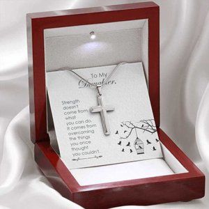 To My Daughter Strength Cross Pendant Necklace
